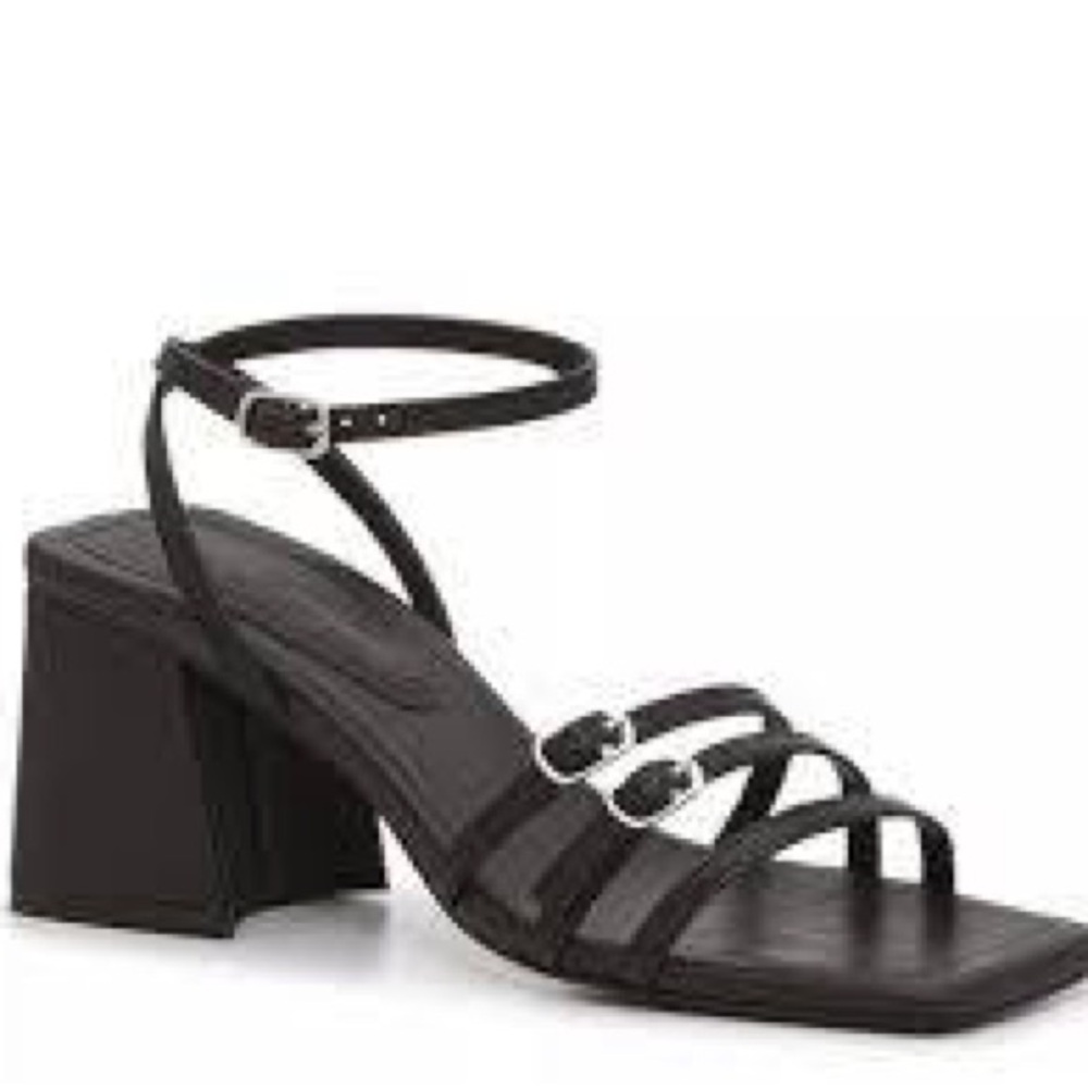 Free People Niki Black Strappy Block Heel Sandals